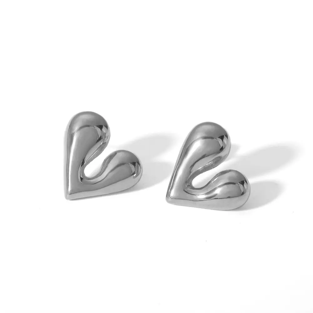 1 Pair Minimalist Style Solid Color Heart Shape Stainless Steel  Gold Color Women's Stud Earrings h5 